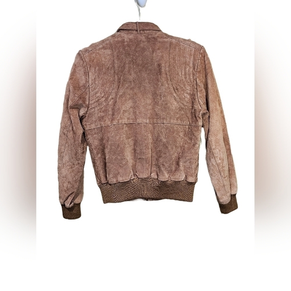 COPY - Montgomery Ward vintage bomber jacket.  Brown leather small - Picture 2 of 6